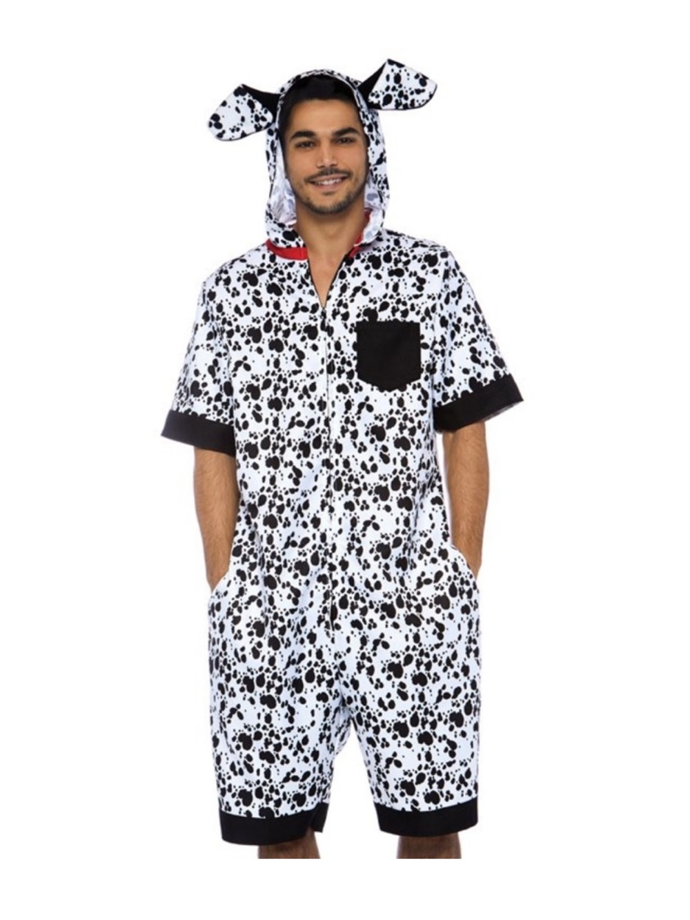 Men's Dalmatian Dog Hooded Romper Costume